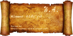 Wimmer Alárd névjegykártya